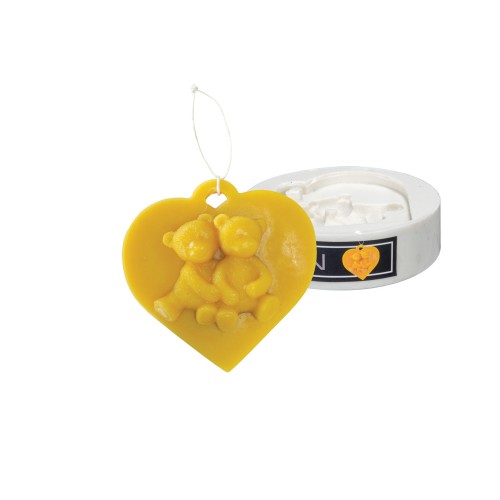 Silicone mold - Bears on a heart, pendant